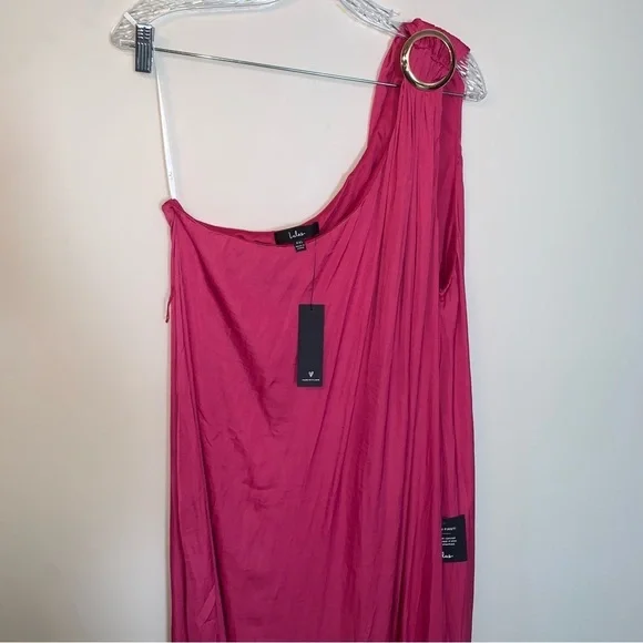 Lulu's Goddess Aura Fuchsia One-Shoulder Maxi Dress - Picture 9 of 12